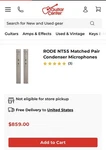 Rode NT55 Matched Pair Kit Compact Cardioid Condenser Microphone New!! Capsules. Fixed Price $599.00.