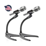 Pyle PMKS8X2 Desktop Microphone Stand 2-PACK Adjustable Gooseneck Holders Black. Fixed Price $17.99.