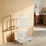 2-TIER Art Canvas Mobile Organizer,white Storage Stand W/wheels For Studio. Fixed Price $69.45.
