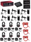 Focusrite 6-PERSON Podcasting Recording Kit W/mics+stands+headphones. Fixed Price $677.45.