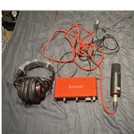 Focusrite Scarlett Usb Audio/midi Interface Bundle W/ Mic, Headphones, Xlr Cable. Fixed Price $160.00.