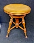 Antique Vintage Wooden Piano Stool Adjustable Seat Rare Claw Glass Ball Feet. Fixed Price $230.00.