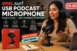 Onn Surf Usb Podcast Microphone Pc & Mac Cardioid Recording Adjustable Stand. Fixed Price $11.90.