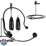 Kimafun Wireless Microphone System, 2.4G Headset And Lavalier Lapel. Fixed Price $64.99.