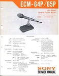 Sony Model ECM-64P/ 65P Electret Condenser Microphone Service Manual. Fixed Price $14.95.