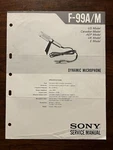 Sony F-99A F-99M Dynamic Microphone Service Manual Original Genuine Vintage. Fixed Price $13.99.